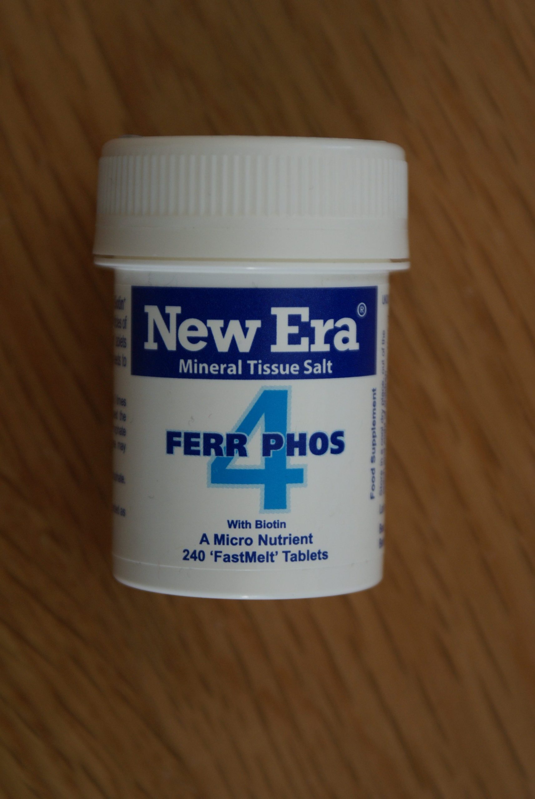 New Era Mineral Tissue Salt No. 4 Ferr. Phos. (Iron Phosphate) 240 ‘FastMelt’ Tablets Fine