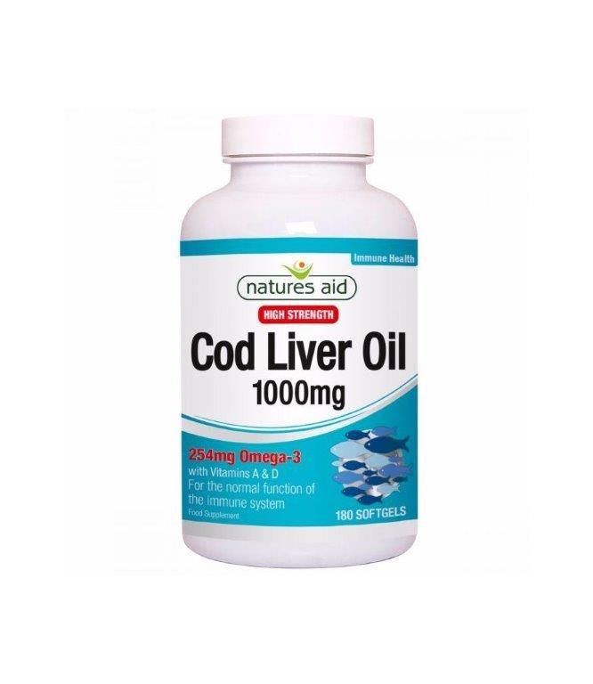 Natures Aid Cod Liver Oil 1000mg 180 Capsules Fine Fettle Foods