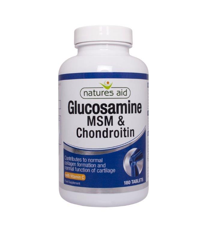 Natures Aid Glucosamine MSM & Chondroitin with Vitamin C 180 Tablets Fine Fettle Foods