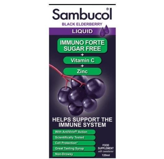 Sambucol Black Elderberry Liquid Immuno Forte Sugar Free 120ml