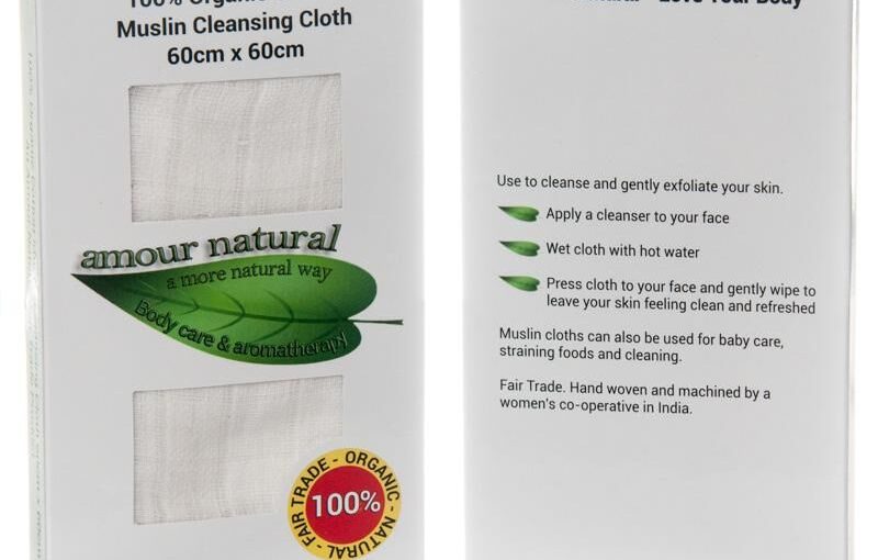 Amour Natural 100% Organic Cotton Muslin Cleansing Cloth 60cm x 60cm