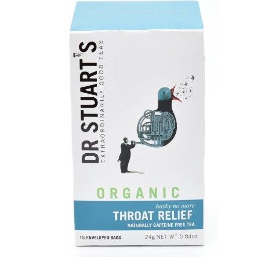 Dr Stuart’s Organic Throat Relief Herbal Tea (15 Enveloped bags)